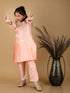 Girl's' Pink Viscose Kurta Pant Set